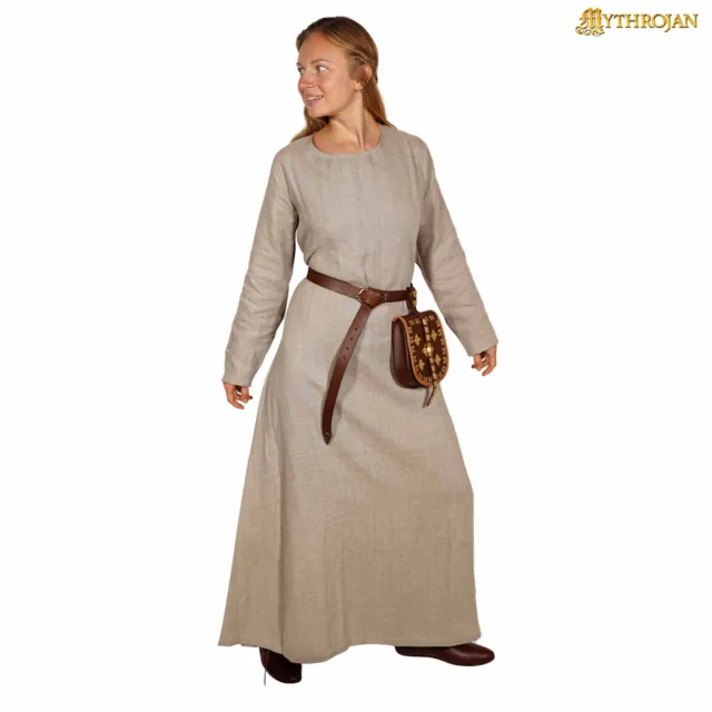 Helga Viking Linen Dress Medieval Renaissance Fair LARP SCA Reenactment Natural