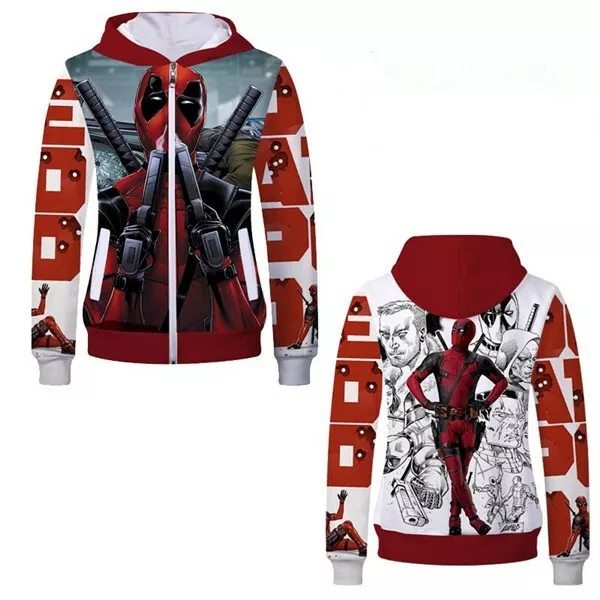 Deadpool Hoodie Jacket Avengers Superhero Jumper Comics Cosplay Gaming AUS