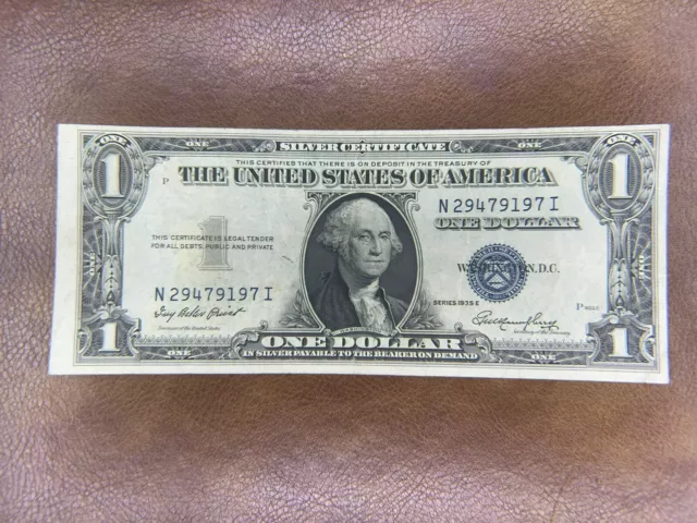 1935 One Dollar Blue Seal Note Silver Certificate Old US Bill $1