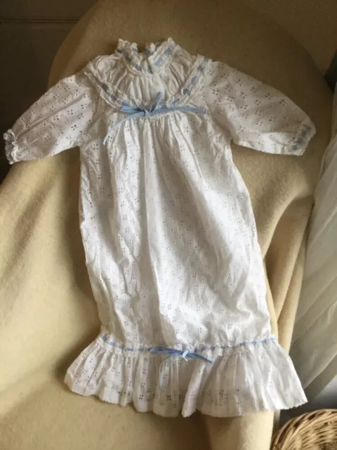 FRENCH BAPTISMAL GOWN Dress Christening Cotton White Baby Eyelet Herloom 3m-18m