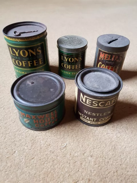 Five vintage coffee tins - one rare