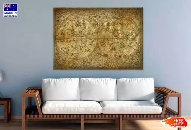 Ancient Old Atlas Map of World Wall Canvas Home Decor Australian Made Quality