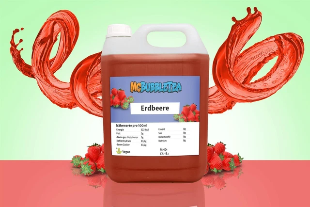 (7,99 EUR/l) Bubble Tea Sirup 5 Liter Erdbeere Infusion/ Konzentrat - 1:20