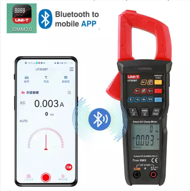 UNI-T Clamp Meter Digital Multimeter Bluetooth T-RMS L.P.F Inrush Current Tester