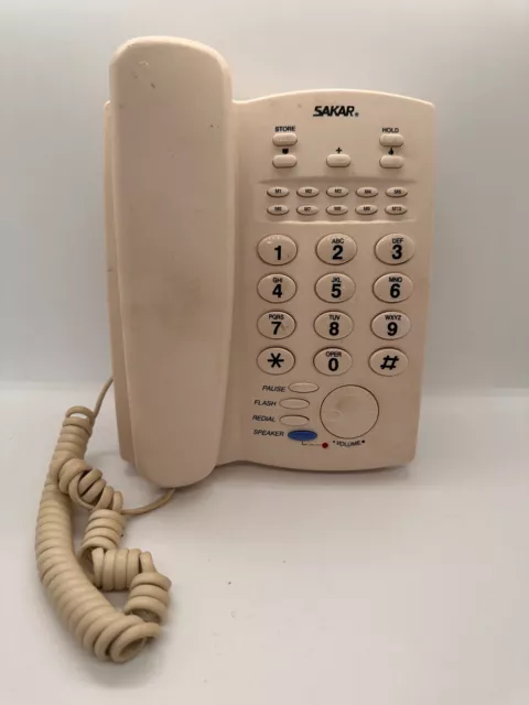 Vintage Sakar Beige Cream Push Button Desk or Wall Phone