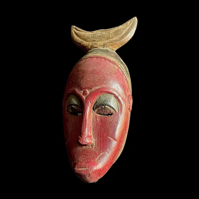 Home Décor Tribal Face Mask Wood Hand Carved Vintage Wall Hanging Guro Mask-9362
