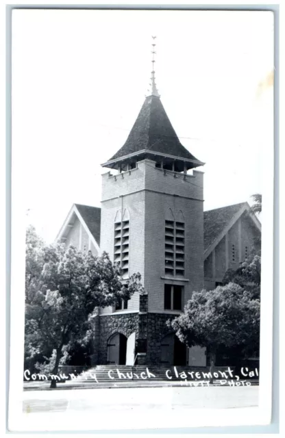 c1940's Community Church Claremont California CA RPPC Photo Vintage Postcard