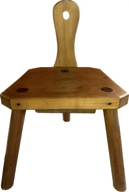 Alter Hocker Schemel Fußbank Tritthocker Chair massiv Holz Tritt Vintage selten