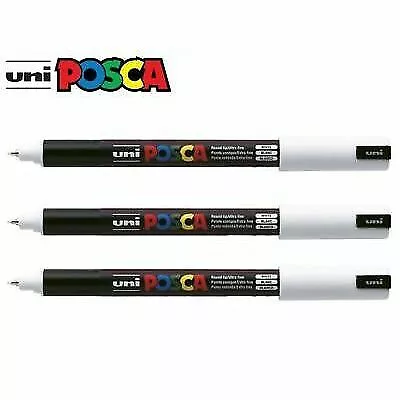 3 x   Uni Posca PC-1MR   Extra Fine Tip Pen Markers 1.0mm   PC1MRWH White