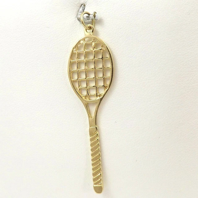 14k Gold Tennis Racquet Racket Charm Pendant