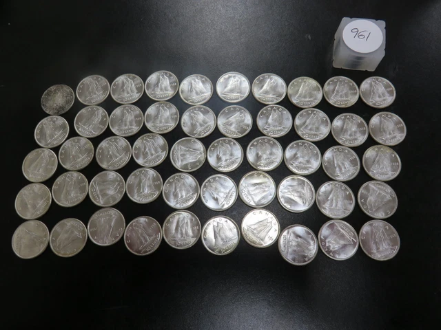 Canadian 10 Cent 80% Silver 1958 BU $5.00 Roll
