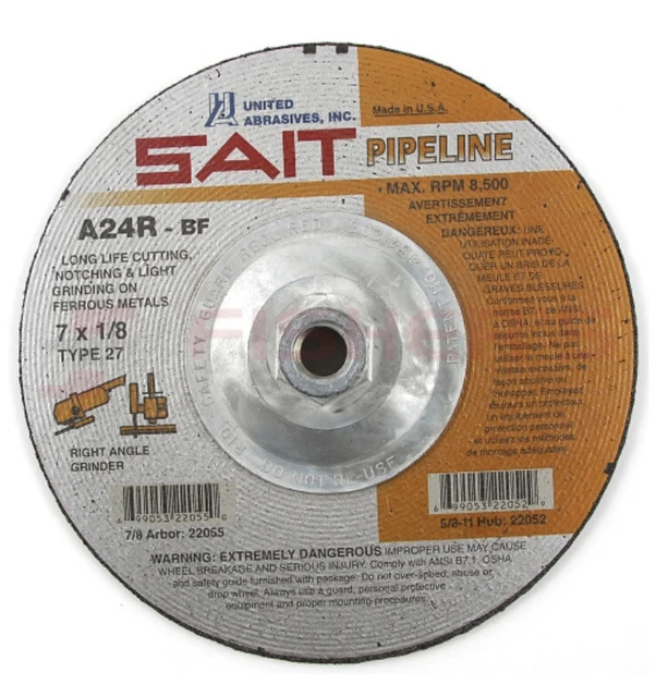 10 Pack, Sait-United Abrasives 22052 7" x 5/8-11" Cutting & Grinding Wheels