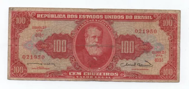 Brazil 100 Cruzeiros 1963 Pick 180 Look Scans