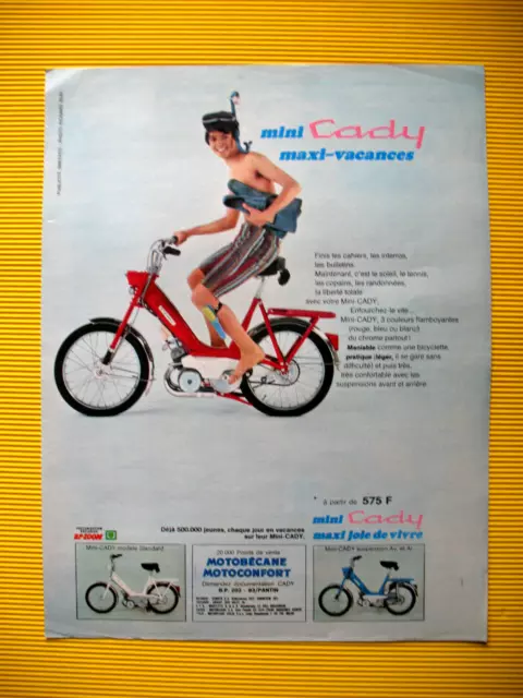 Publicite De Presse Cady Cyclomoteur Motobecane Maxi Vacances Ad 1968