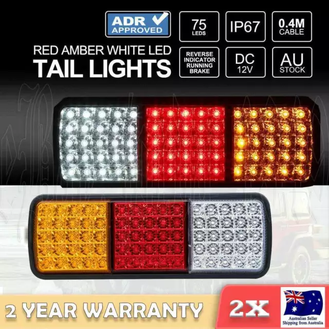 2x 75 LED Tail Lights Stop Indicator Reverse Lamp 12V Trailer Truck Ute Light OZ