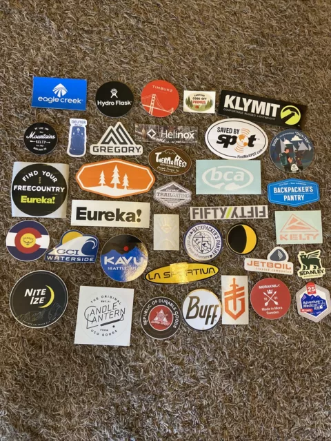 36A Backpacking Stickers Therm A Rest Kavu Osprey Helinox Bca Kelty Jetboil Buff