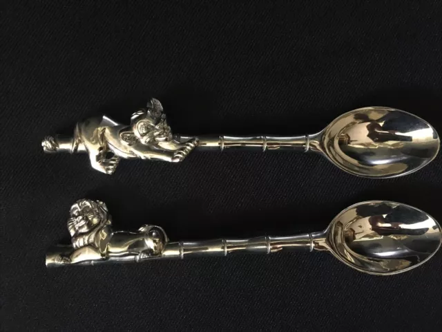 2 Kellogg's Walt Disney Silverplated Cereal Spoons LION KING Simba Mufasa