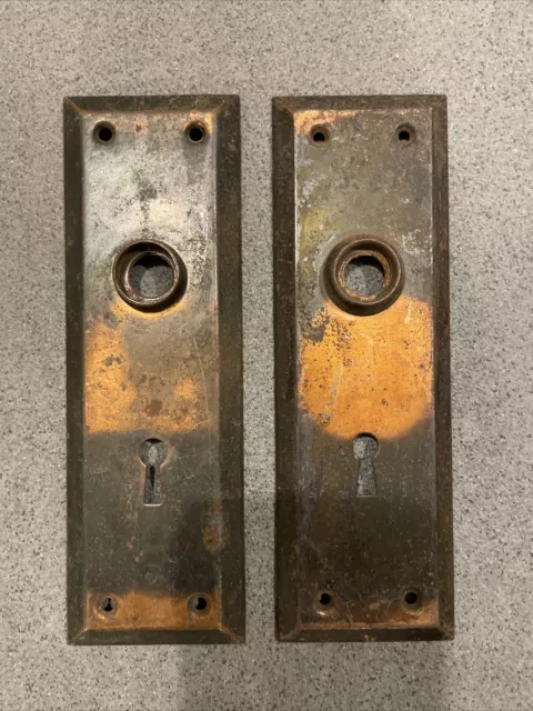 🥇PAIR Antique/Vintage Door Plates, Backplates, Escutcheon, Back Plate, Japanned