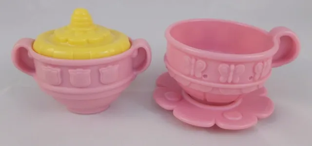 Fisher Price Musical Tea Set Replacement Pink Butterfly Cup Saucer Tulip Sugar