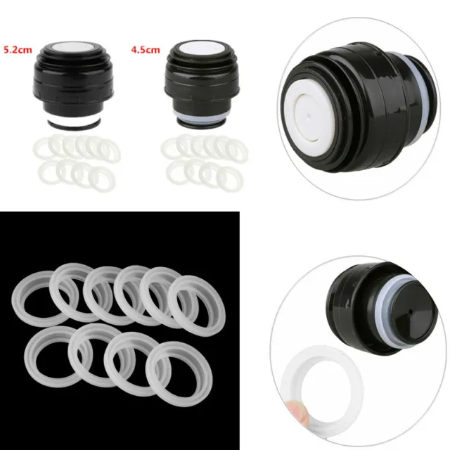 10Pcs Silicone Seal Rings Gaskets+Vacuum Bottle Cover Stopper Flask Cup Lids Cap