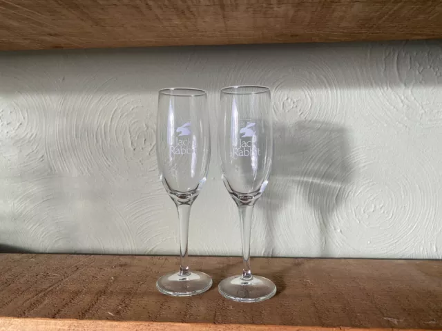 Pair of JACK RABBIT CHAMPAGNE / DRINKS FLUTES Glasses Ideal for Home Bar / Pub