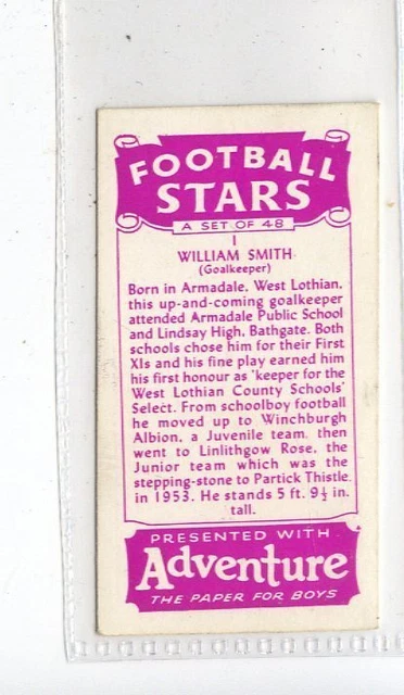 (Jd6433) THOMSON ADVENTURE, FUSSBALLSTARS, WILLIAM SMITH, 1957, #1 2