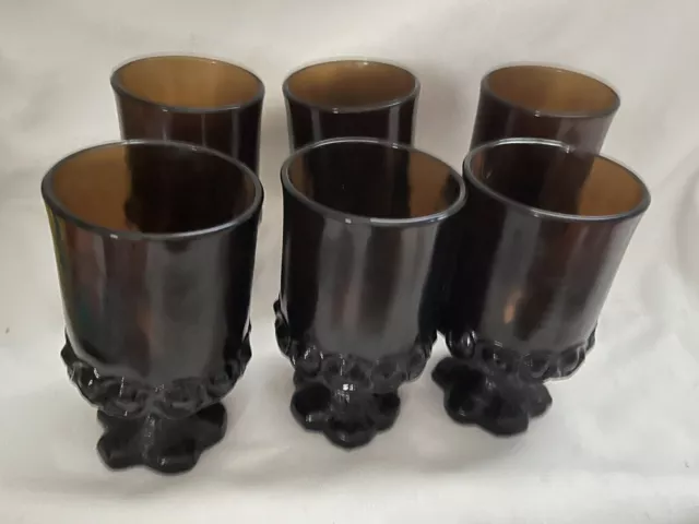 Vintage Tiffin Franciscan Madeira Smoke Brown Footed 6) Water Goblets 5”