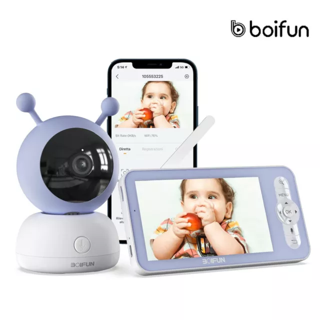 BOIFUN Babyphone mit Kamera 1080P Wifi Babyphone Video Temperatur 4-fache Zoom