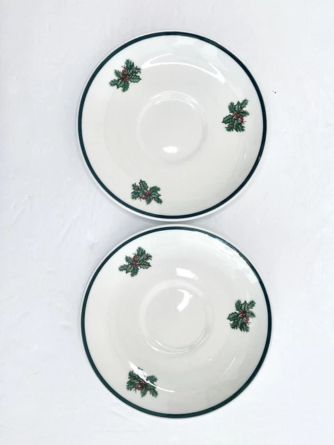 Johnson Brothers Victorian Christmas Saucer Set 2 Staffordshire England Holly