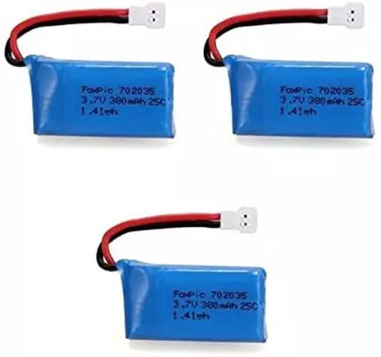 3pcs Lipo Batterien 3.7V, 380mAh für Rc Drohnen HUBSAN X4 H107L H107C H107D H107