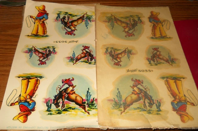 ~2~ Sábanas Calcomanías Western~American Betty Best~Sin usar~Vaqueros/Lazo/Caballos