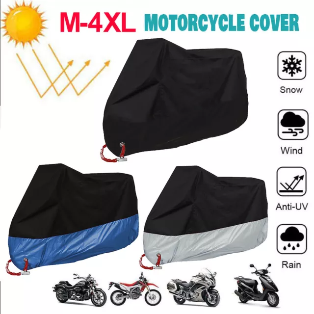 M-XXXXL Waterproof Motorcycle Motorbike Cover Outdoor Rain Dust UV Protector UK