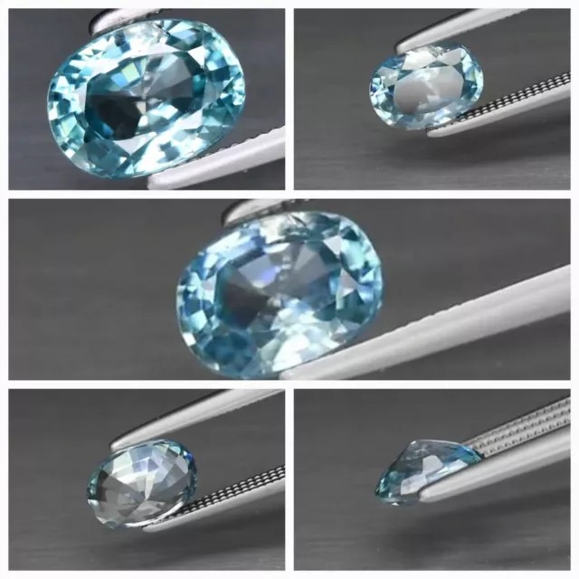 Natural Blue Zircon Oval 1.46ct VS 7.2x5.5mm Gentle Heat Cambodia