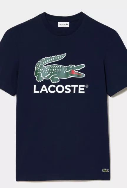 Lacoste Men's Cotton Jersey Signature Print T-Shirt in Navy Blue TH1285-51 166
