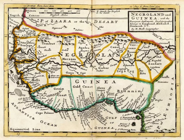 Negroland and Guinea Map 1736 West African American History Slave Trade Poster