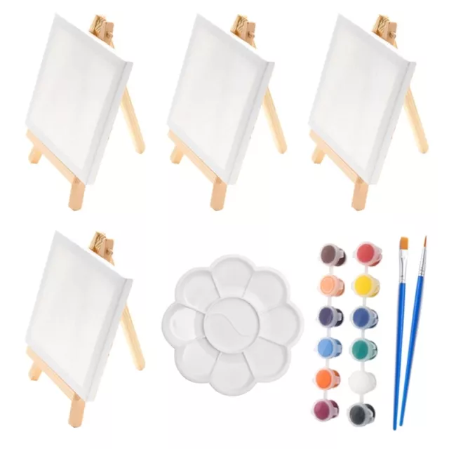 Mini Easel Kit Acrylic Paint Painting Brush Palette Set for Kids Teen Student