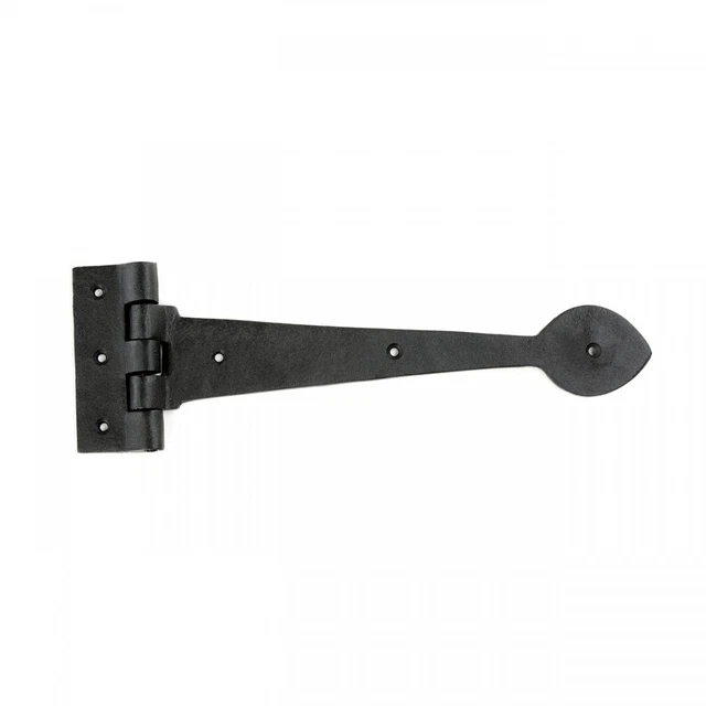 Door Strap Hinge Heart Tip Rough Forged Iron 10" | Renovator's Supply