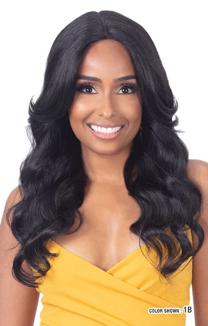 Loose wave style with swooped out, slightly layered natural feathered bangs-SARA