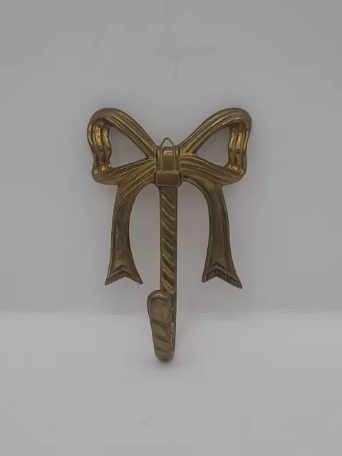 Vintage Brass Ribbon Bow Shaped Wall Hanging Hook