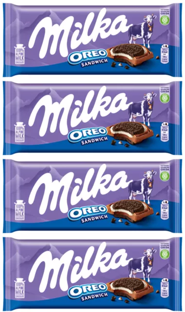 4 MILKA OREO SANDWICH Alpine Milk Chocolate Bar Sweets Candy 92g 3.2oz