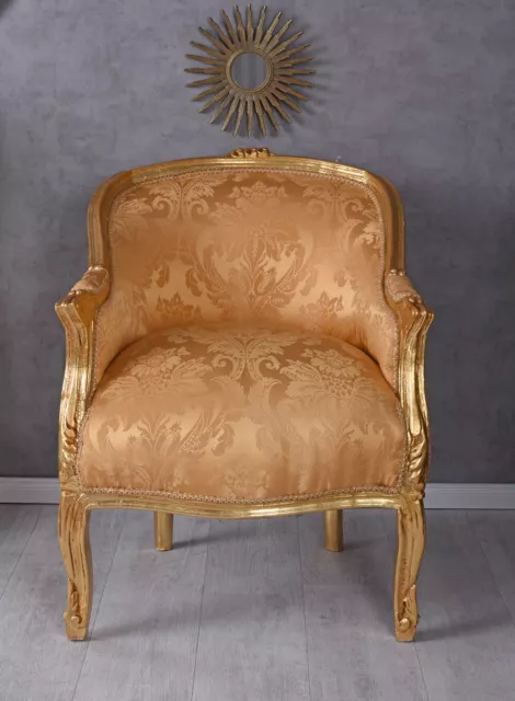 Sessel antik gold Stuhl rokoko Barocksessel Frankreich Bergere