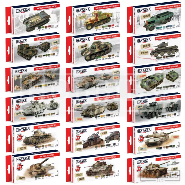 Hataka Acrylic Model Vehicles Paint Set AFV WW2 Modern Camo Weathering Colours