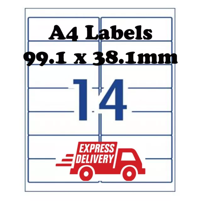 A4 Self Adhesive Address Labels Laser Inkjet Print Mailing Stickers 14 Per Sheet