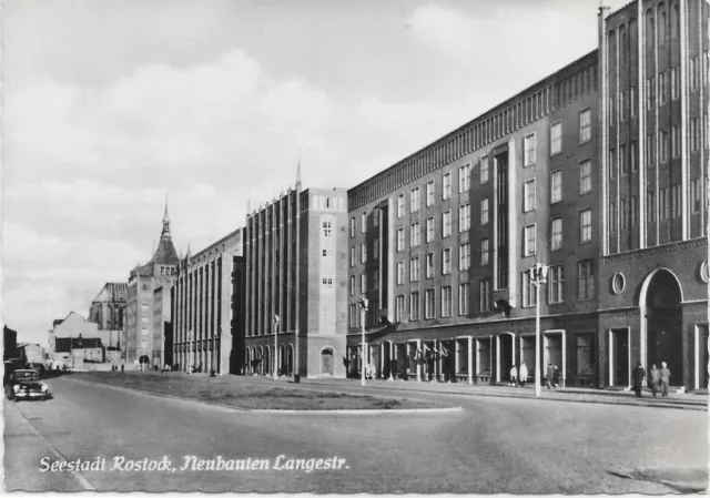 AK Seestadt Rostock Mecklenburg 1959 - Langestraße noch ohne Straßenbahn