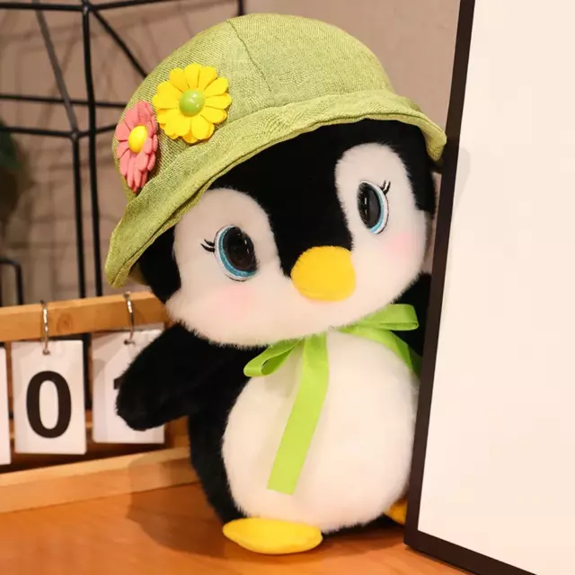 Kawaii Cartoon Penguin with Flower Hat Plush Toy Stuffed Animal Penguin Plushies