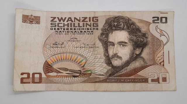 1986 - Austria, Austrian National Bank - 20 Schilling Banknote, No. W 264807 B