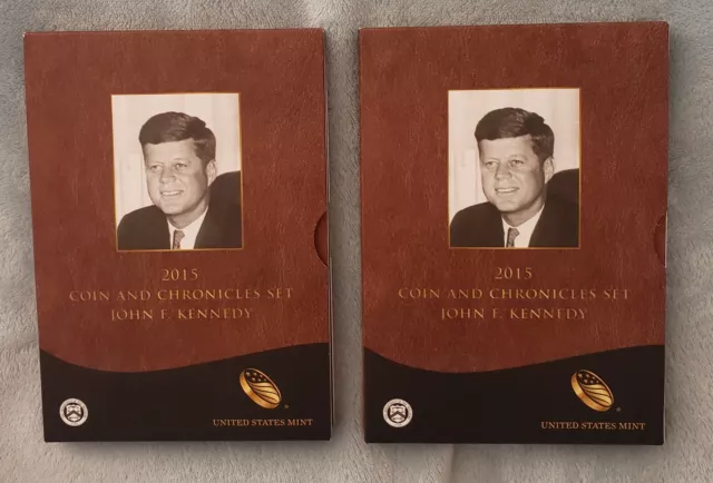 2  2015 John F Kennedy Coin and Chronicles Sets in Original Mint Packaging & COA