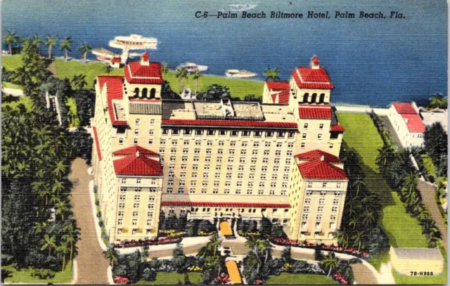 Palm Beach BILTMORE Hotel, PALM BEACH, Florida ADVERTISING Linen Postcard