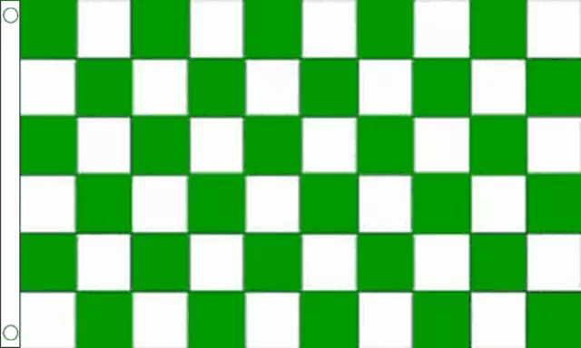 Green White Flag Large 5 x 3 FT Checkered Check - Sports Colours Granemore