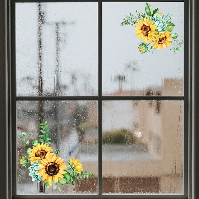 Stickers Muraux Lapins Tournesol Papillons - Déco Mur Fleuri, 2 Feuilles 30x90cm - Repositionnables